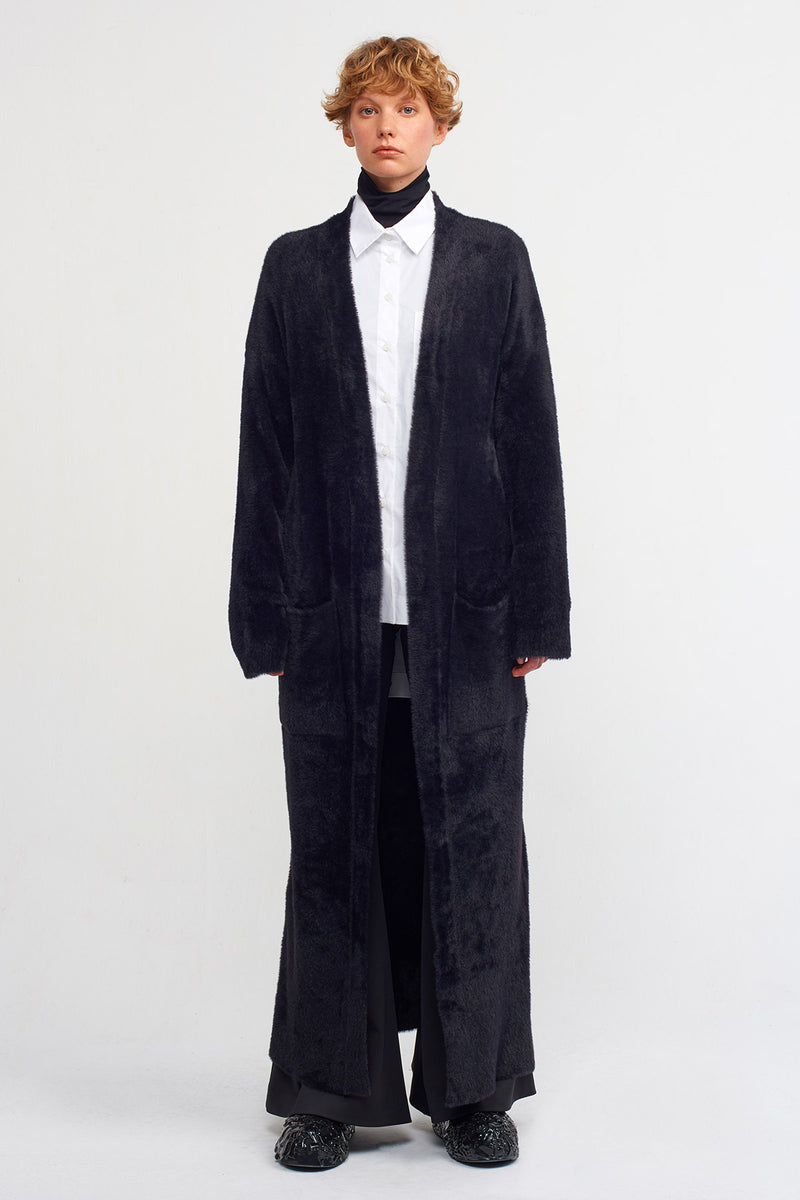 NU Faux Fur Knitted Outerwear Black
