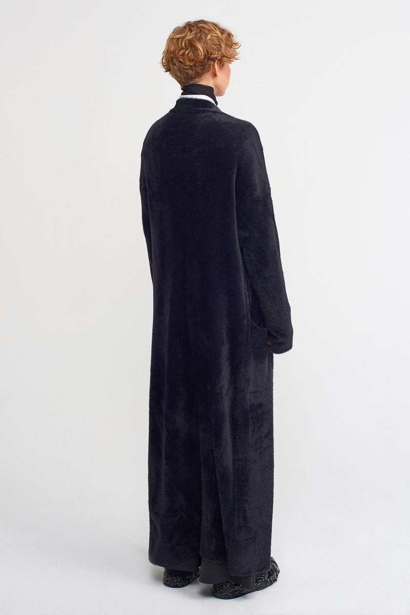 NU Faux Fur Knitted Outerwear Black