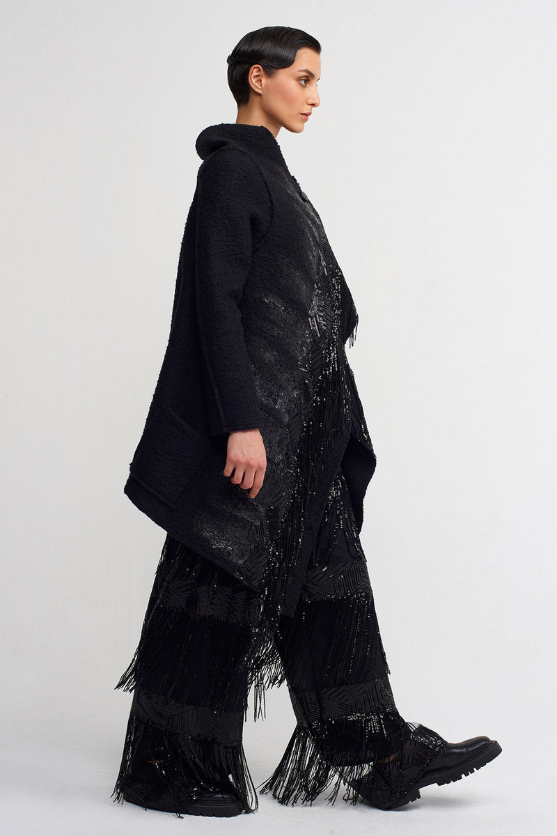 NU Tassel Sequin Detailed Jacket Black