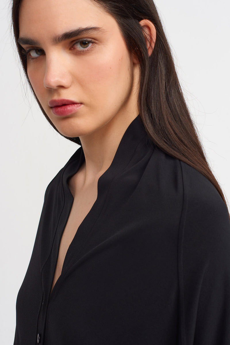 NU V-Neck Back Long Jersey Cardigan Black