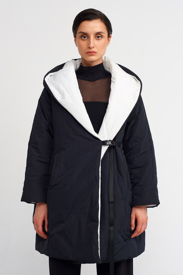 NU White Insulated Puffer Jacket Black-White