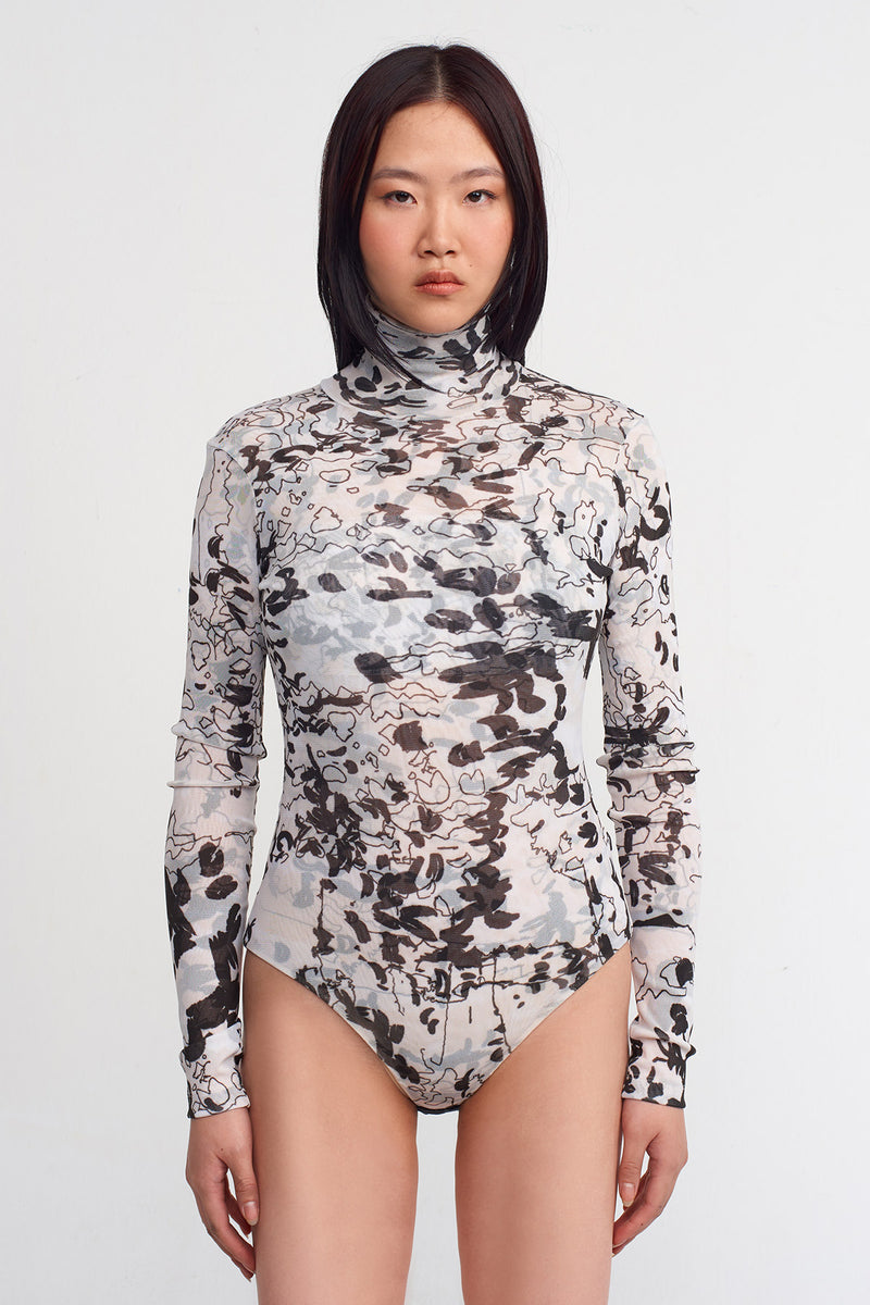 NU Patterned Mesh Bodysuit Multi Color