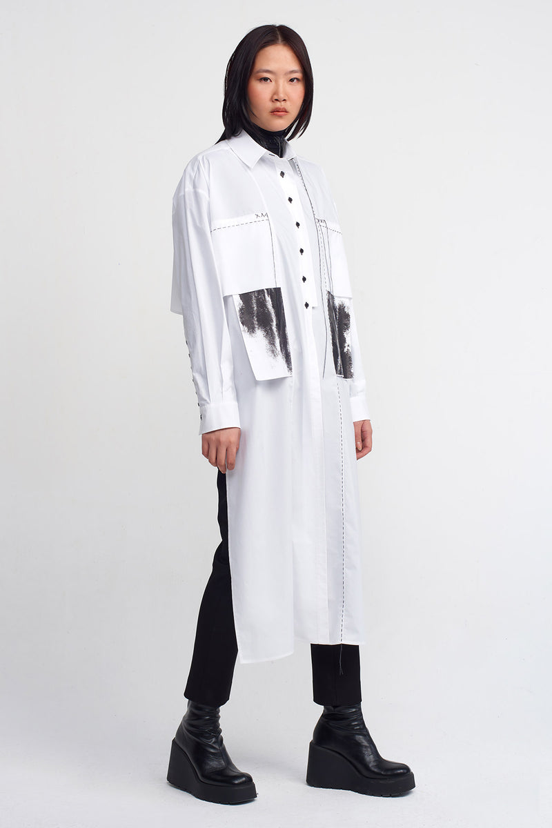 NU Long Front Short Back Shirt Off White