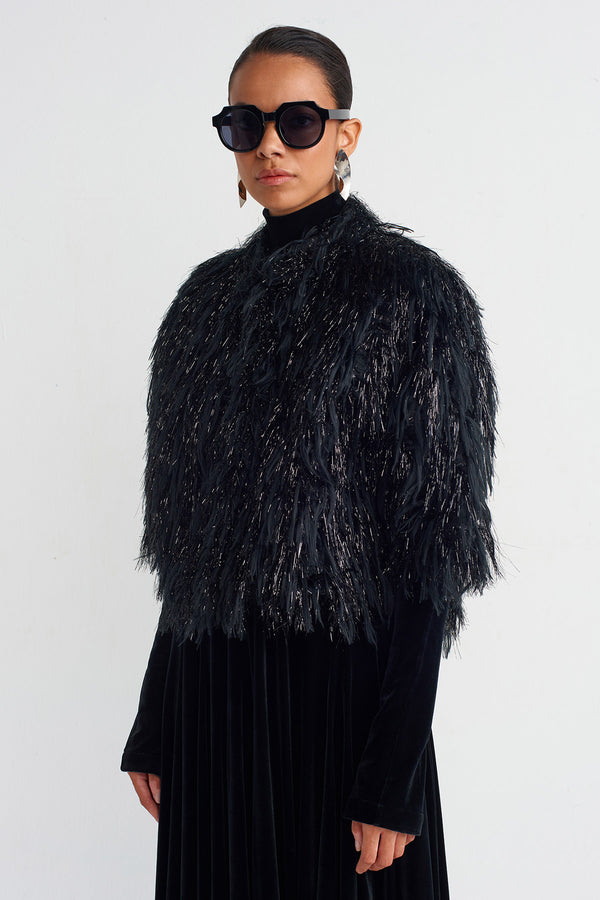 NU Plush Chic Crop Top Black