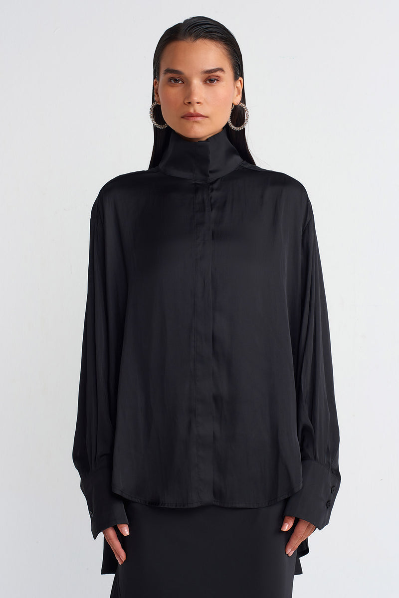 NU Satin Shirt Black