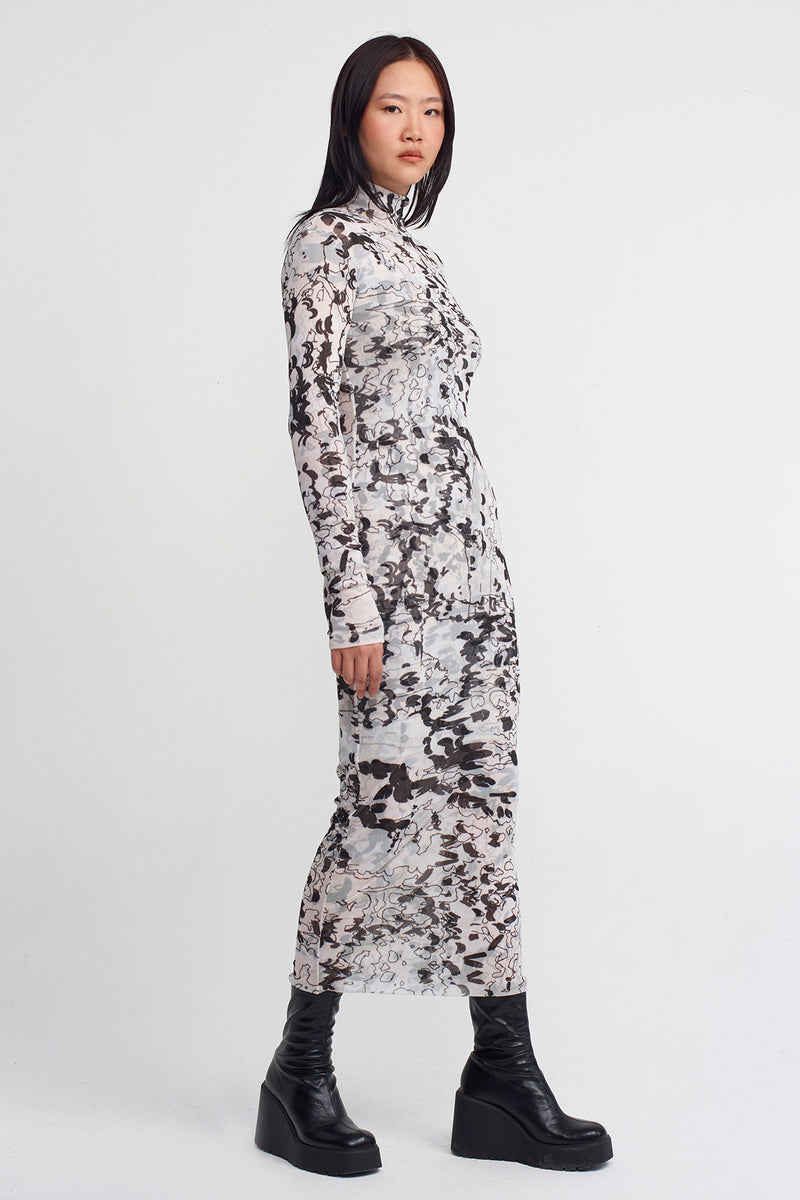 NU Printed Tulle Dress Multi Color