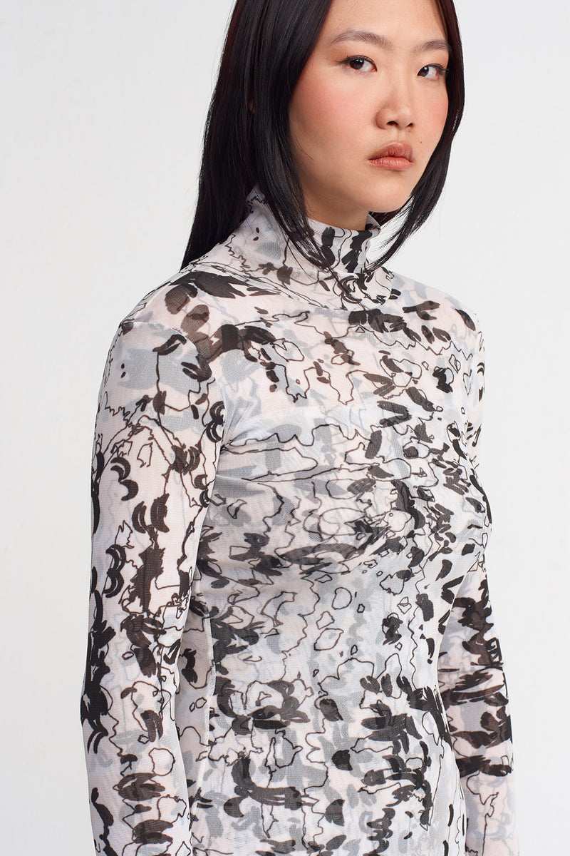NU Printed Tulle Dress Multi Color