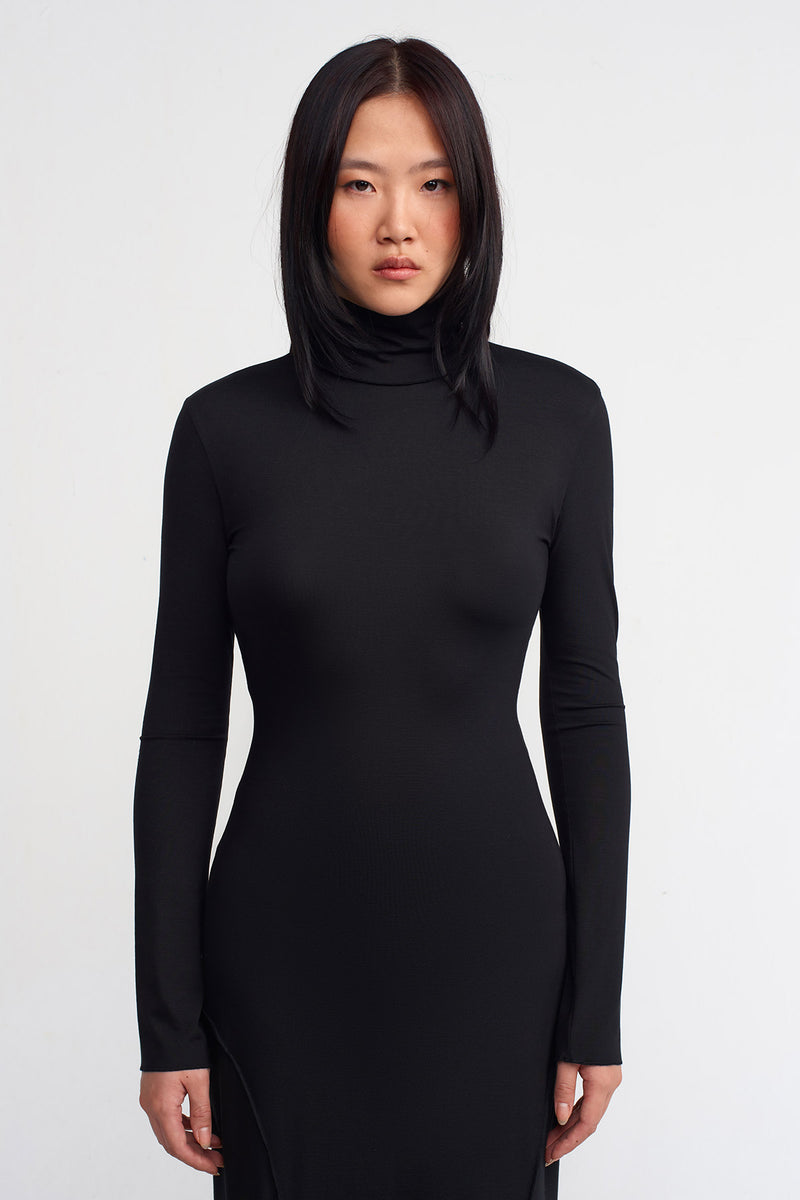 NU Jersey Slim Long Dress Black