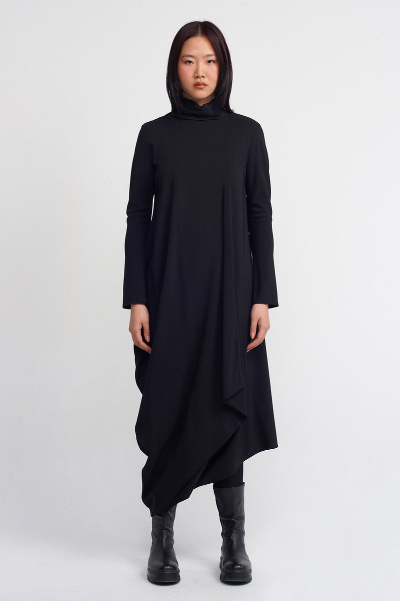 NU Draped Jersey Dress Black