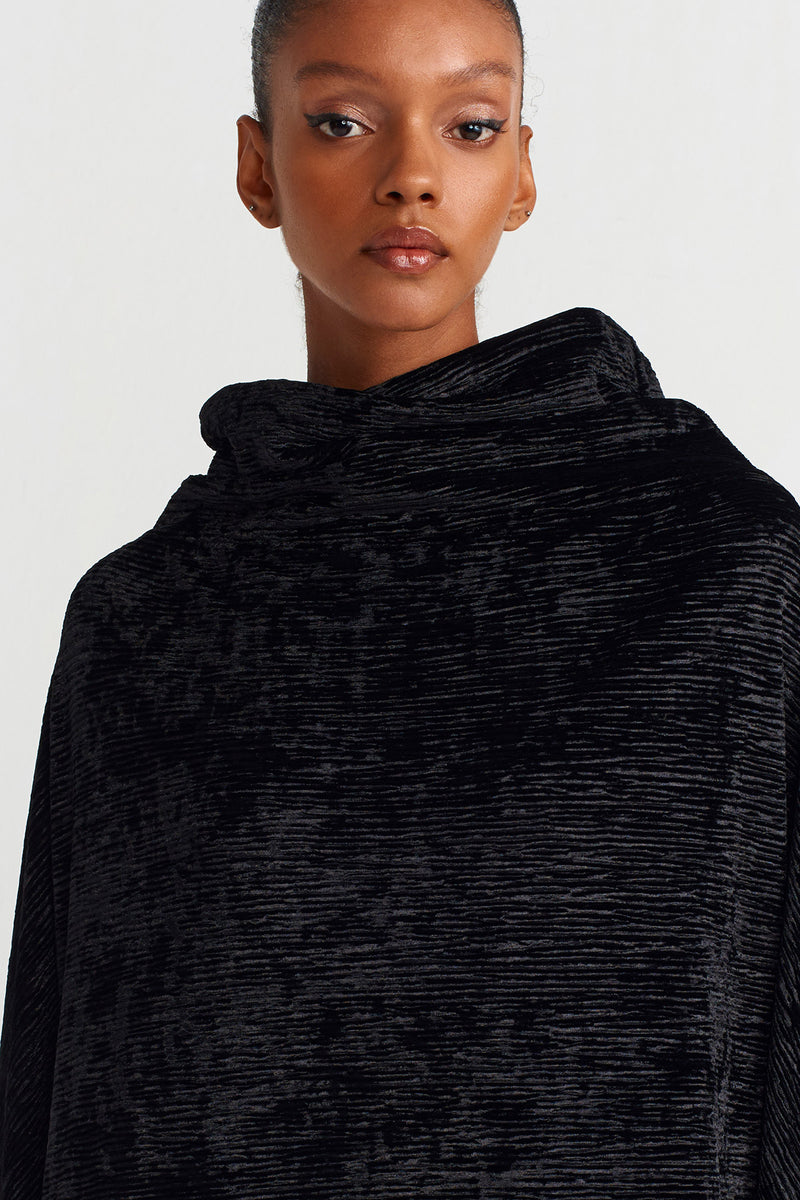 NU Zip Detail Velvet-Jersey Dress Black