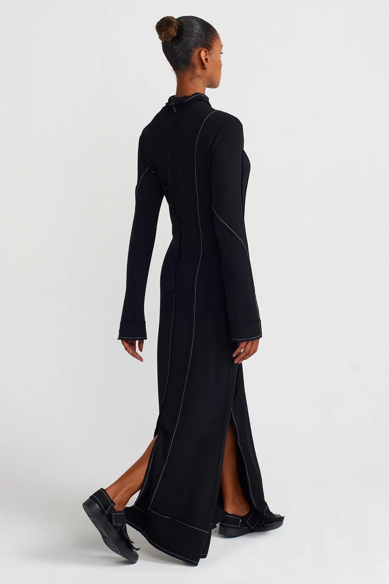 NU Contrast Stitch Dress Black