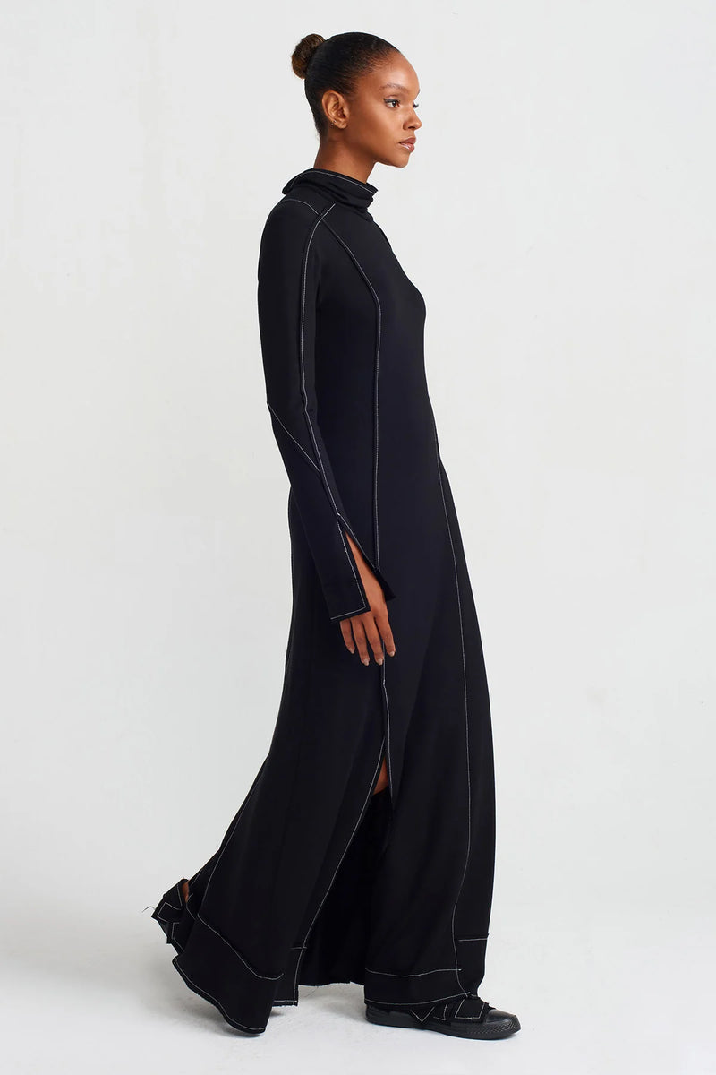 NU Contrast Stitch Dress Black