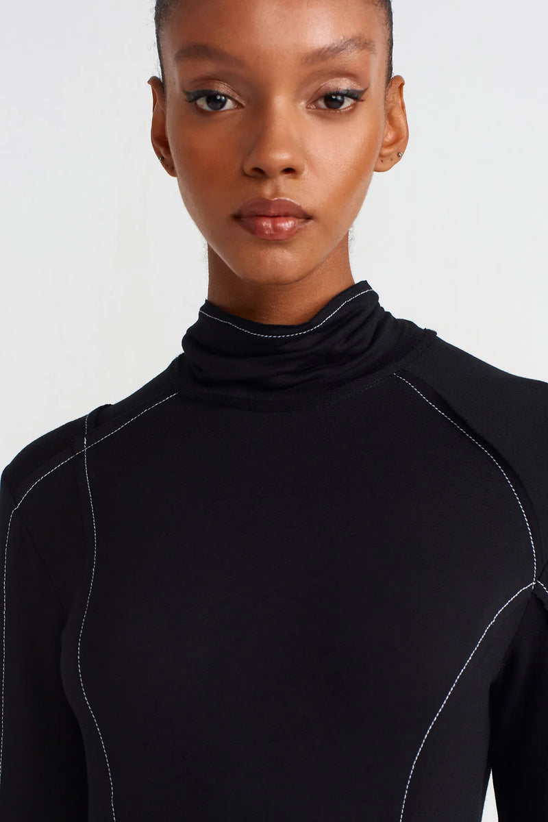 NU Contrast Stitch Dress Black