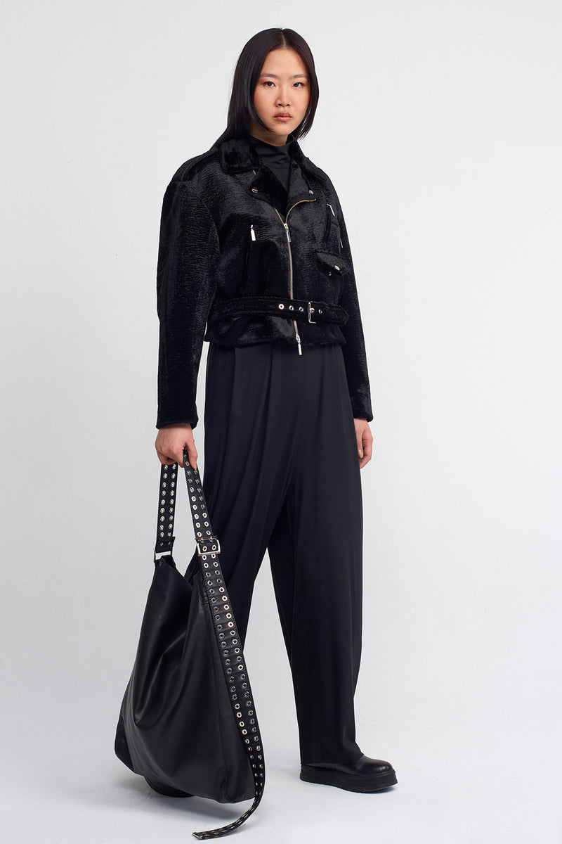 NU Vegan Faux Fur Short Jacket Black