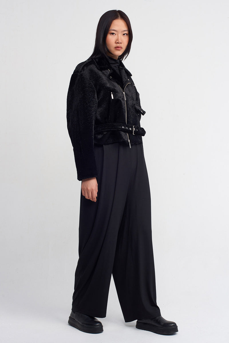 NU Vegan Faux Fur Short Jacket Black