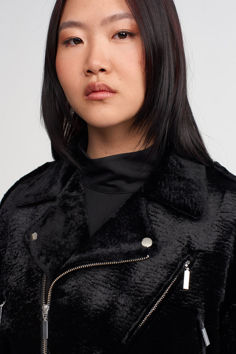 NU Vegan Faux Fur Short Jacket Black