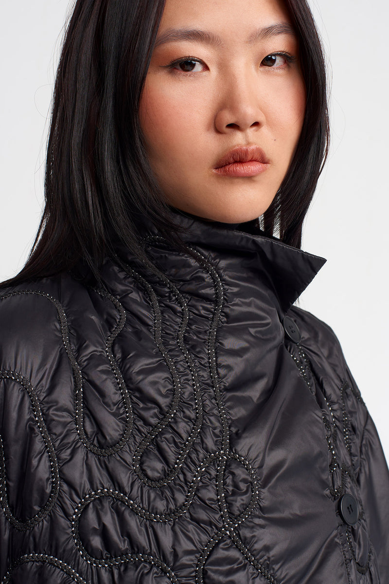 NU Embroidered Puffer Jacket Black