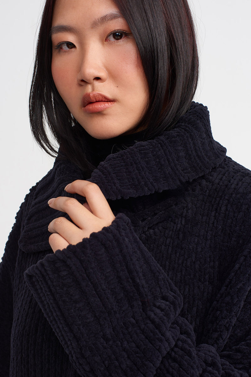 NU Chenille Long Knit Cardigan Black