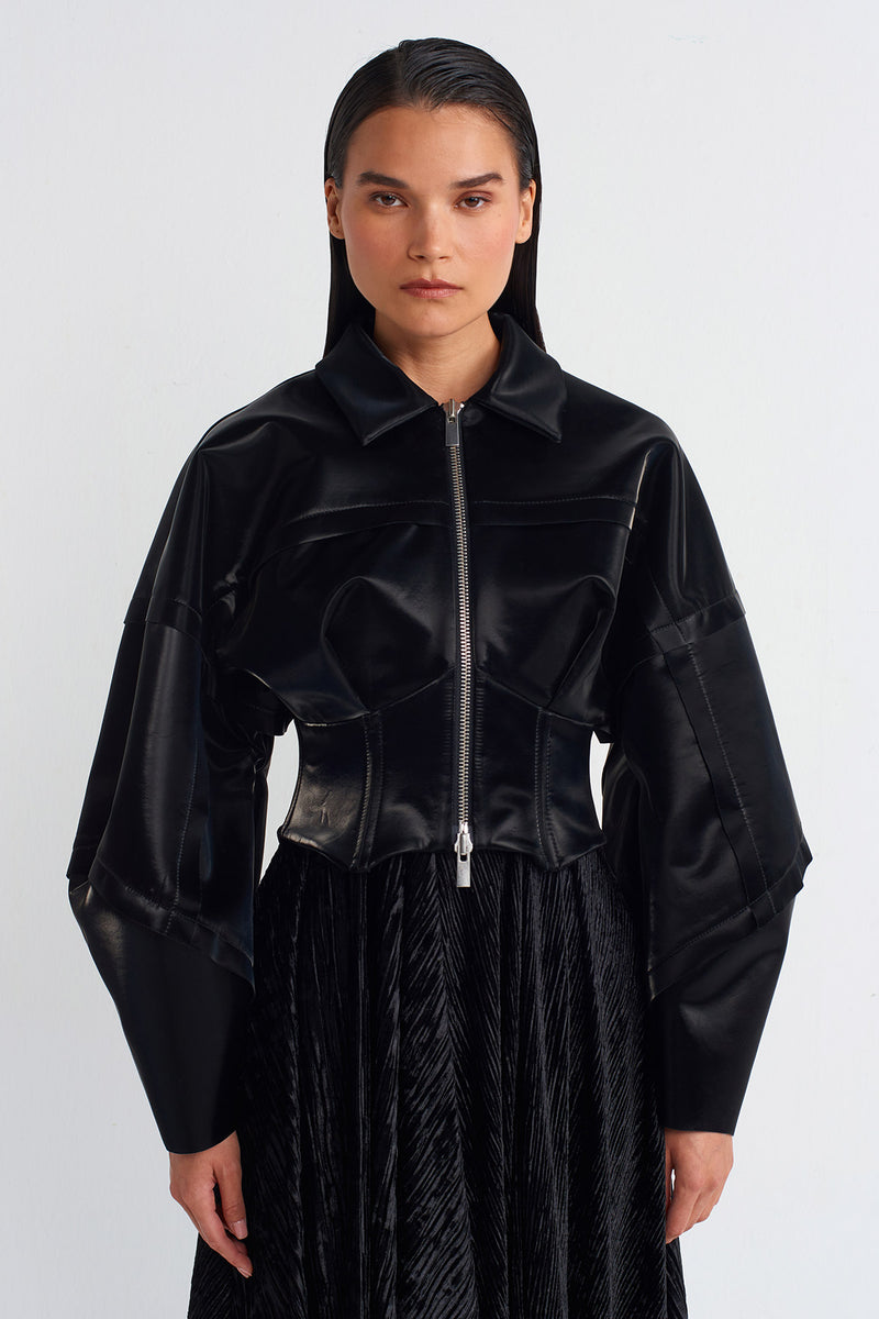 NU Shiny Corseted Chic Jacket Black