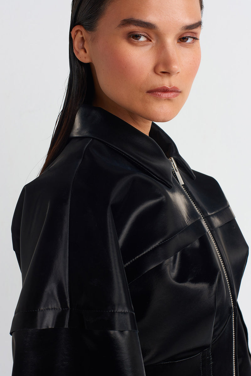 NU Shiny Corseted Chic Jacket Black