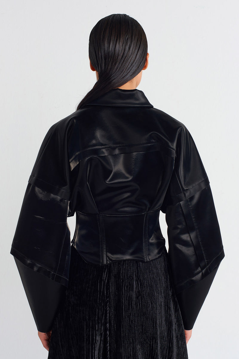 NU Shiny Corseted Chic Jacket Black