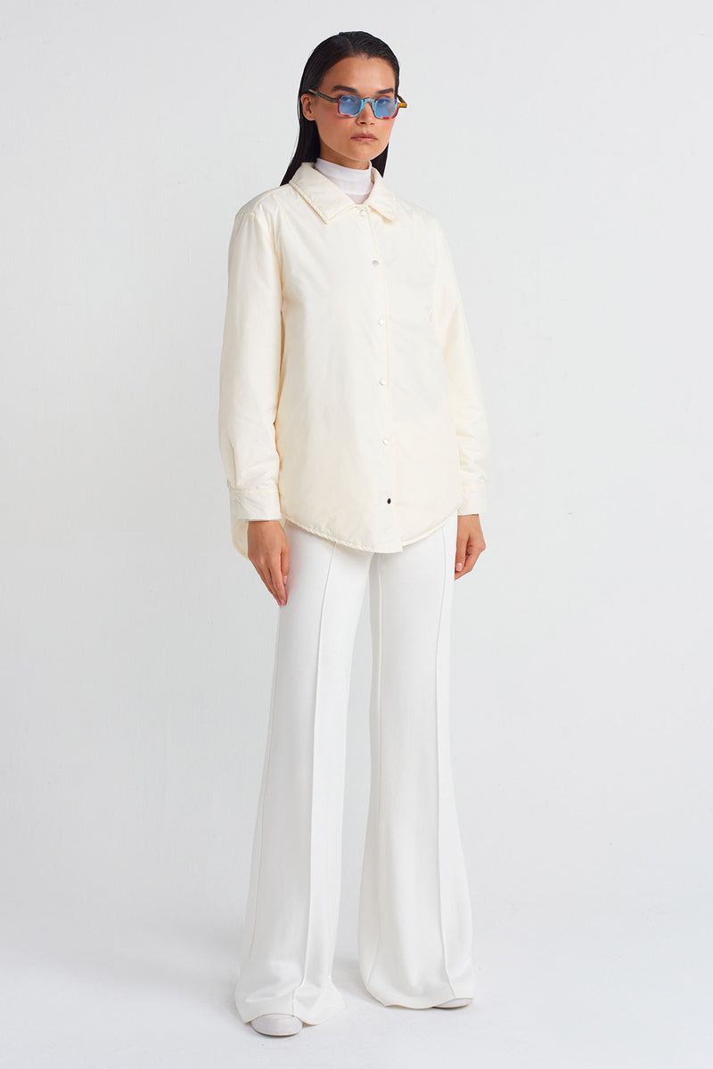 NU Padded Shirt Jacket Ecru