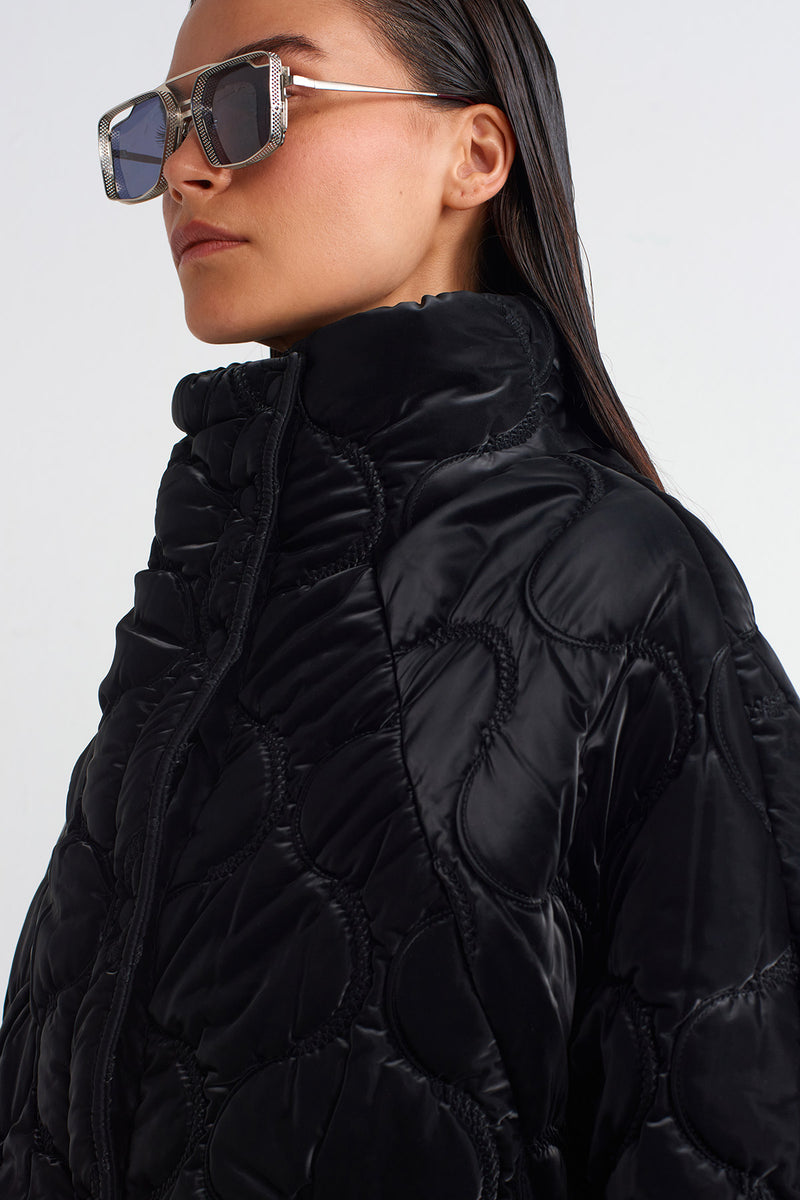 NU Droplet Quilted Short Jacket Black