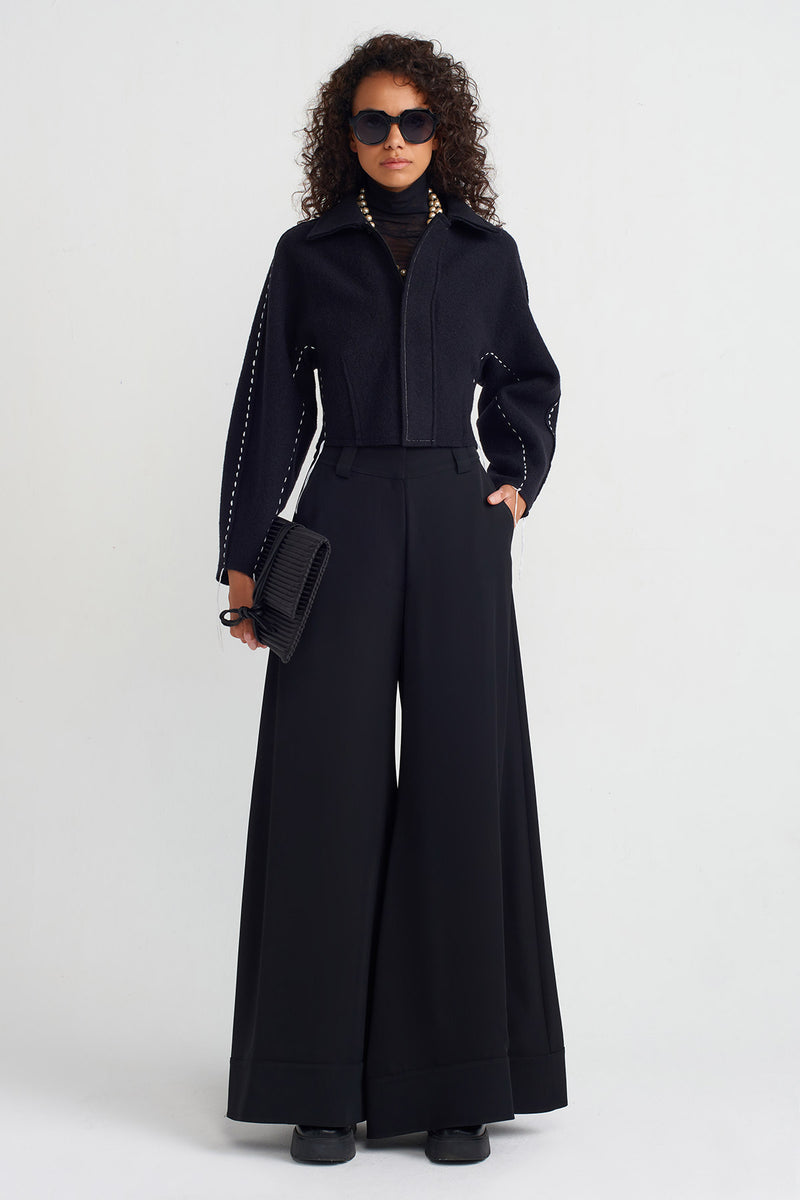 NU Wool Crop Jacket Black/Offwhite