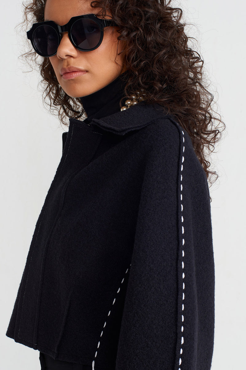 NU Wool Crop Jacket Black/Offwhite