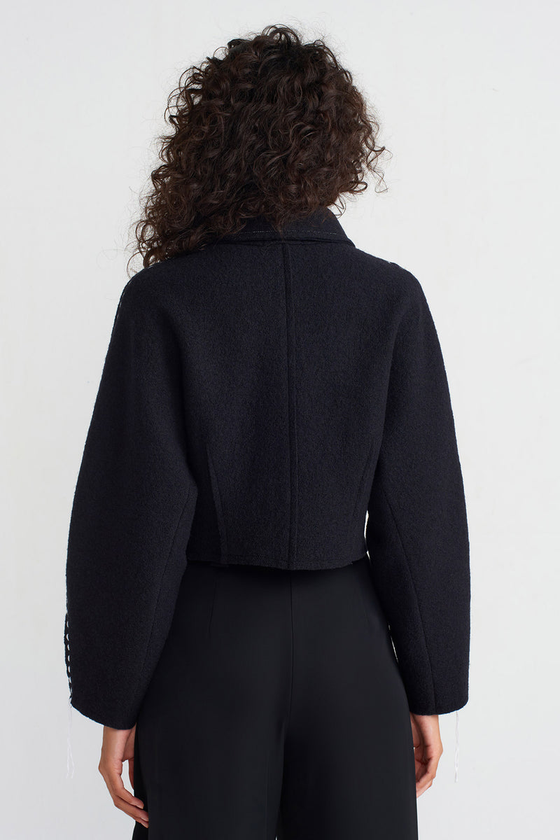 NU Wool Crop Jacket Black/Offwhite
