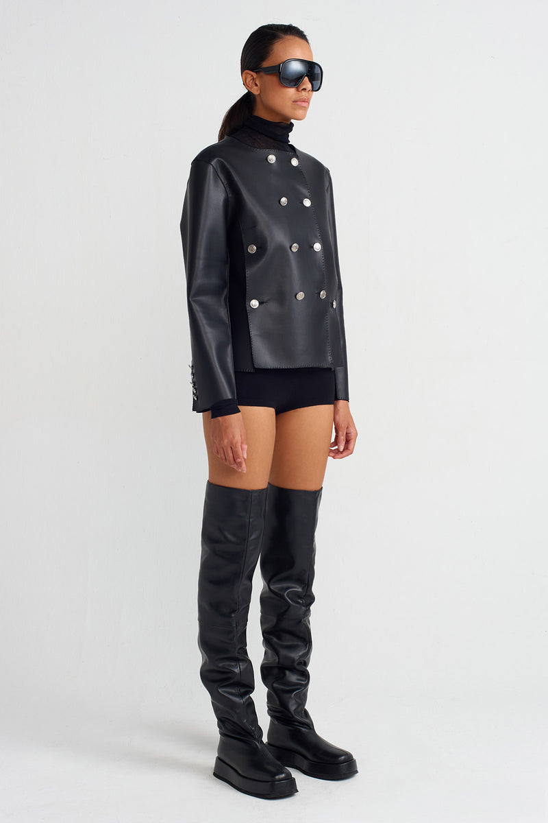 NU Stylish Leather Jacket Black
