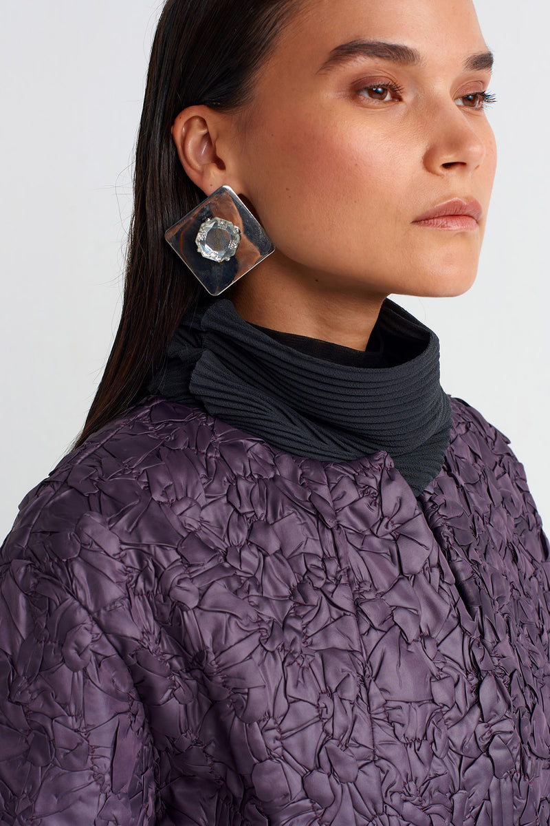 NU Wave Quilted Long Jacket Plum