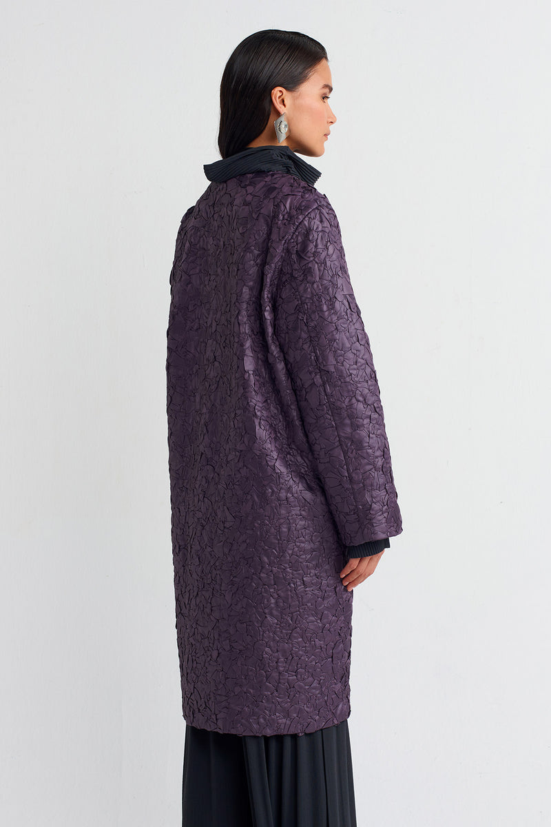 NU Wave Quilted Long Jacket Plum