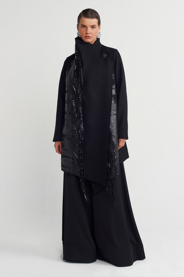 NU Painted And Embroidered Stylish Jacket Black