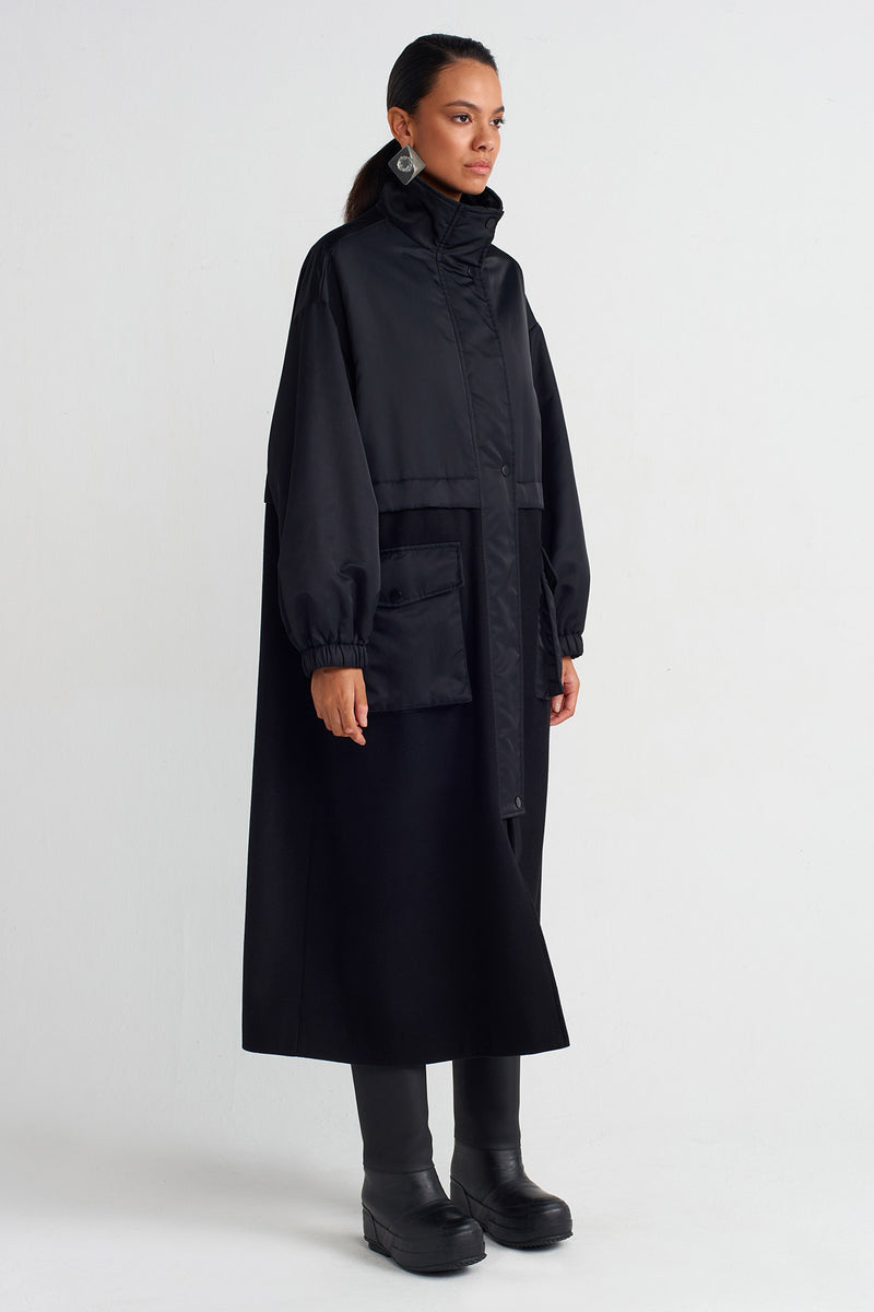NU Long Sporty Coat Black+Black