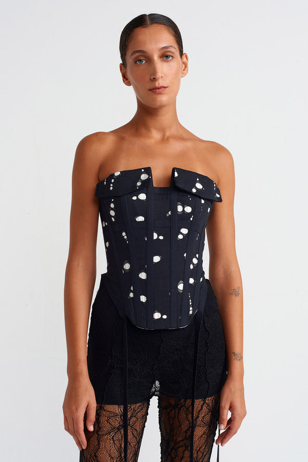 Nu Corset Strapless Top Black