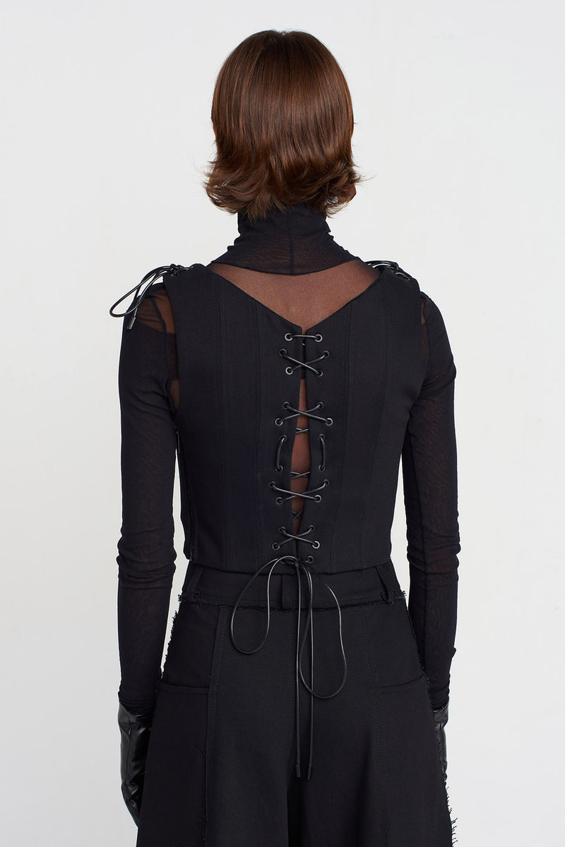 Nu Lace-Up Corset Bustier Black