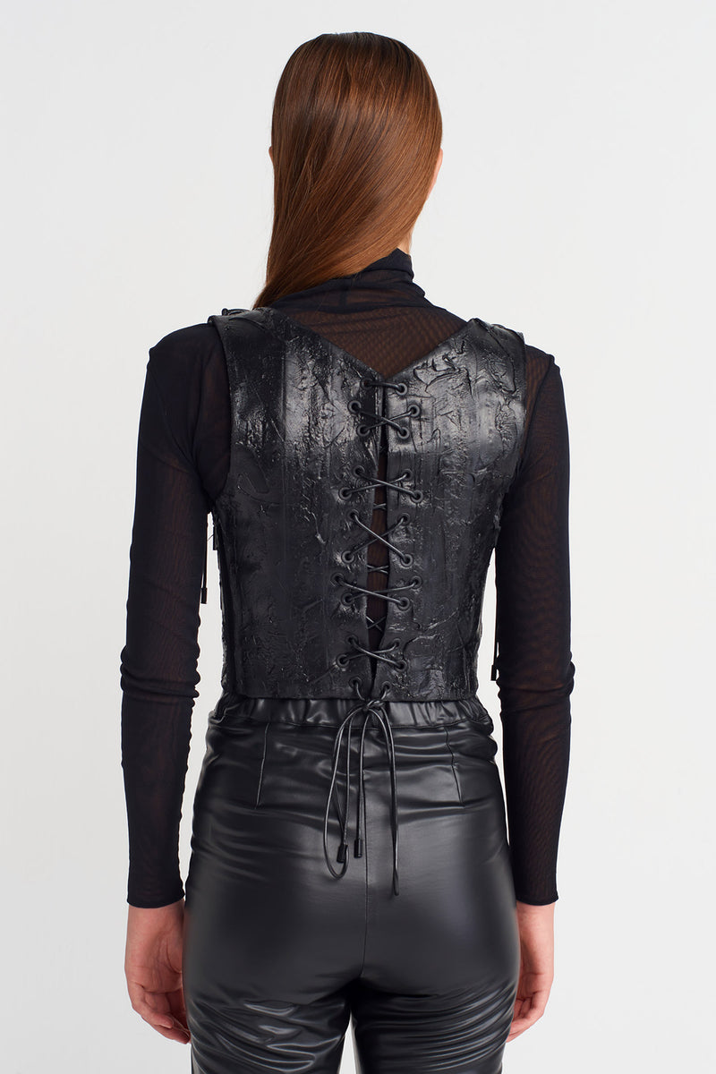 Nu Lace-Up Corset Bustier Black