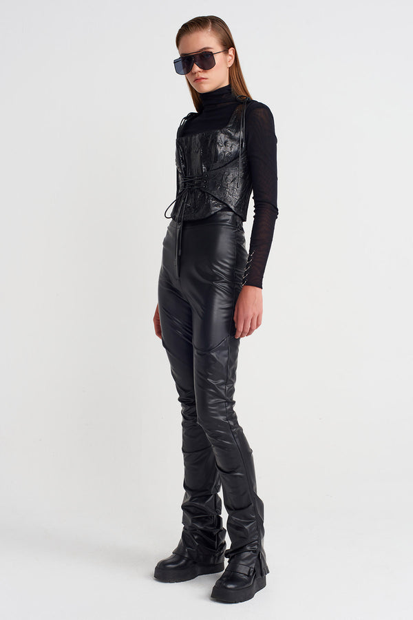 Nu Lace-Up Corset Bustier Black