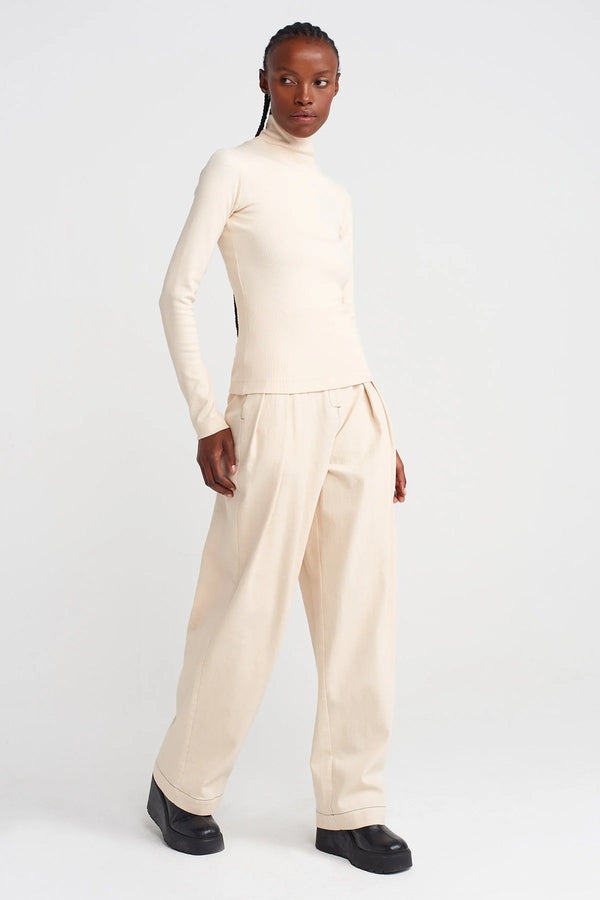 Nu Ribbed Turtleneck Bodysuit Natural