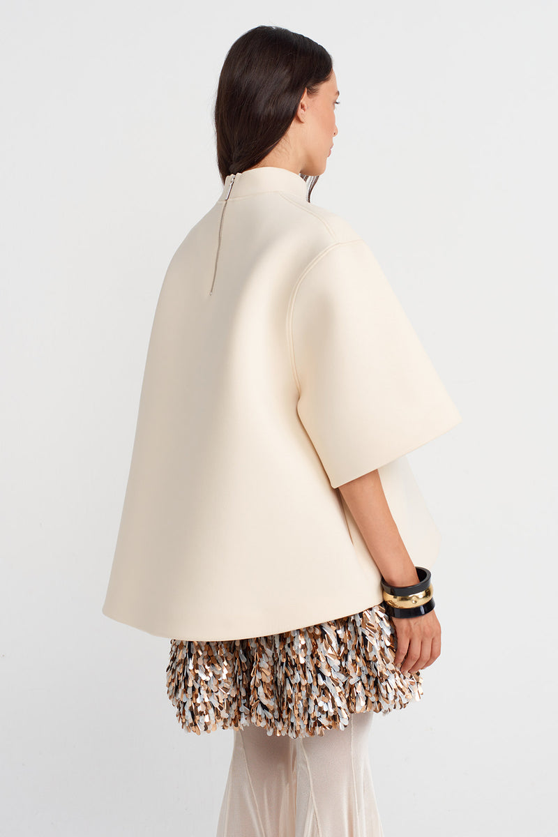 Nu Scuba Fabric Oversized T-Shirt Natural