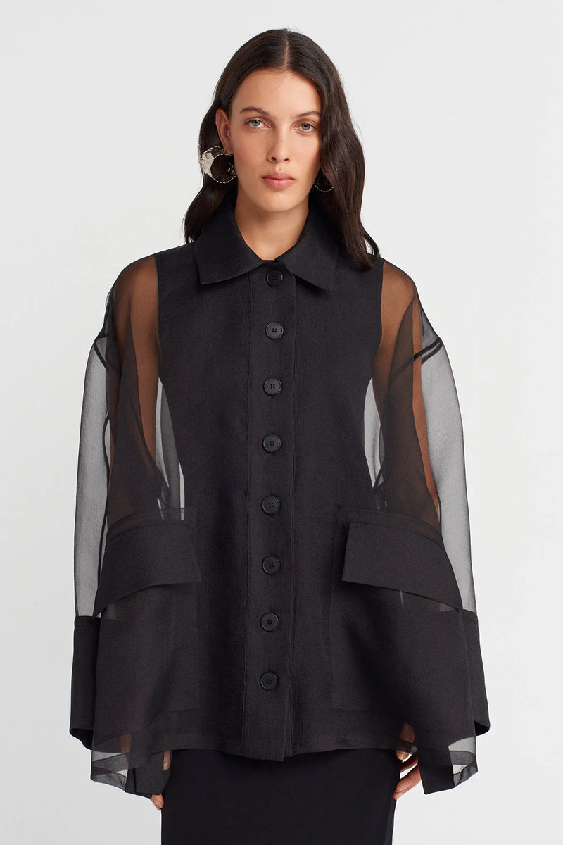 Nu Oversized Organza Shirt Black