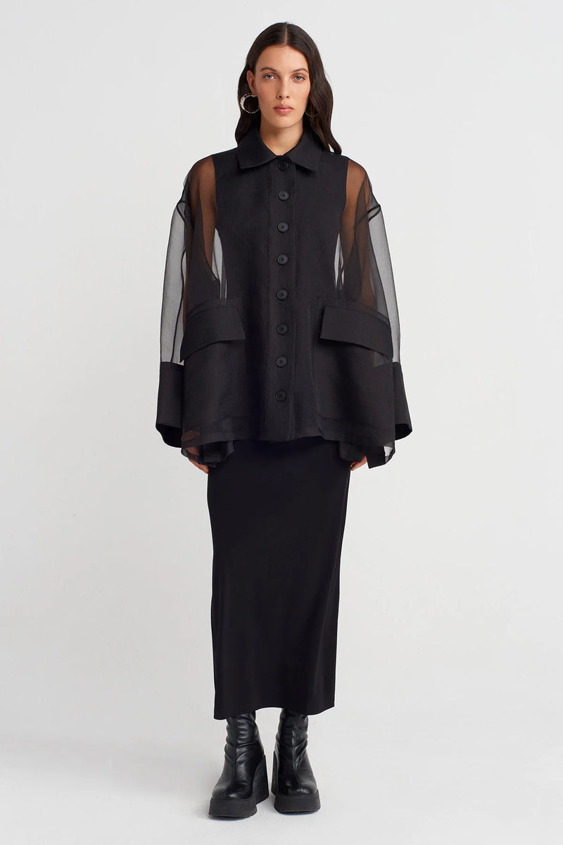 Nu Oversized Organza Shirt Black