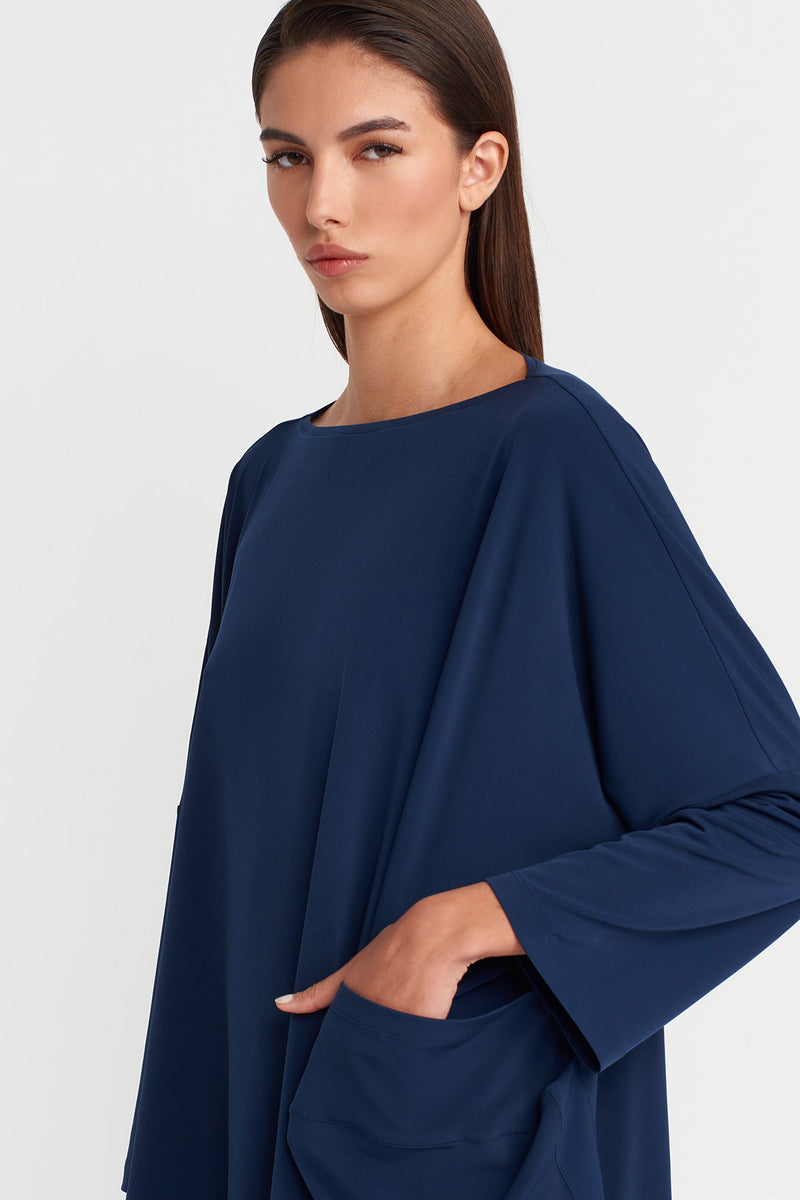Nu Oversized Jersey Blouse Blue+Black