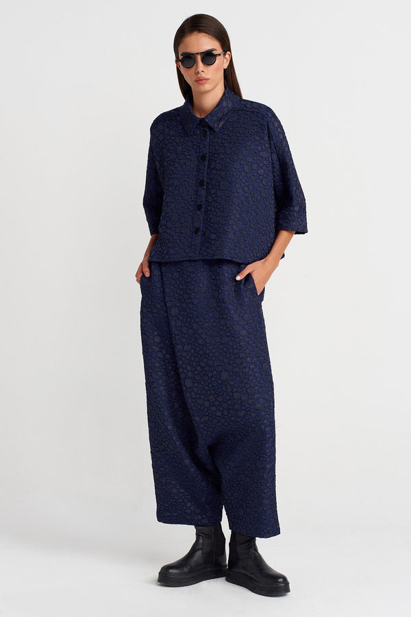 Nu Jacquard Short Shirt Navy Blue