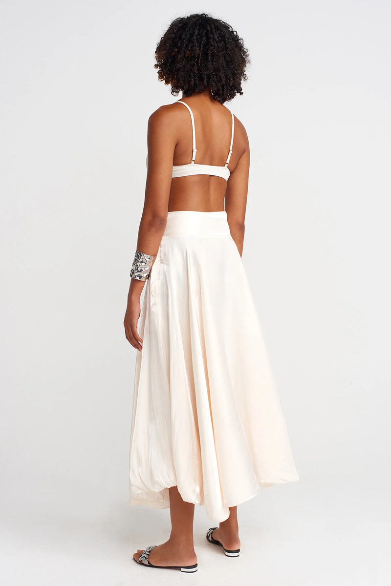 Nu Shiny Balloon Skirt Ecru