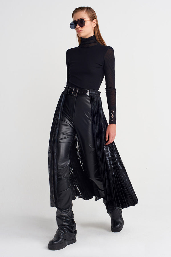 Nu Pleated Belt Skirt Black
