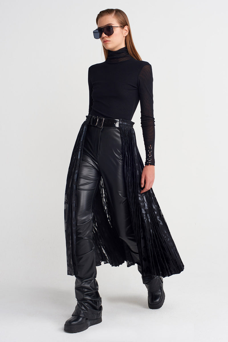 Nu Pleated Belt Skirt Black
