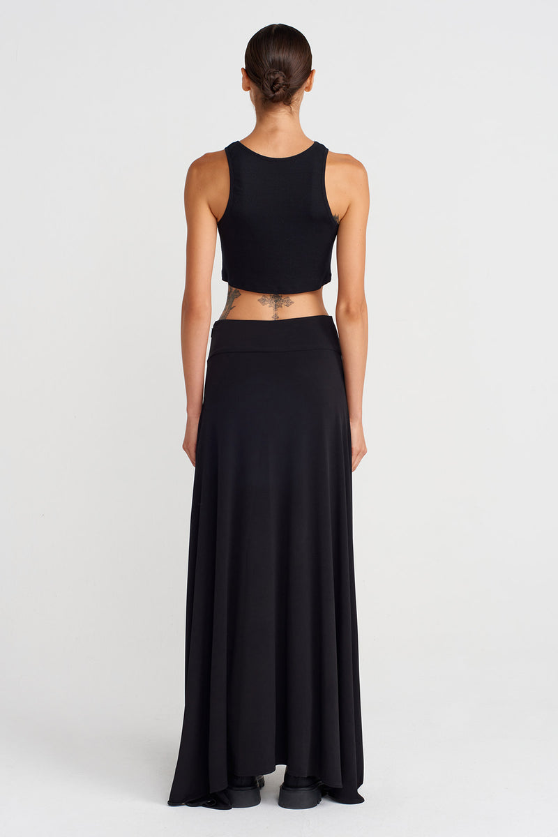 Nu Long A-Line Jersey Skirt Black