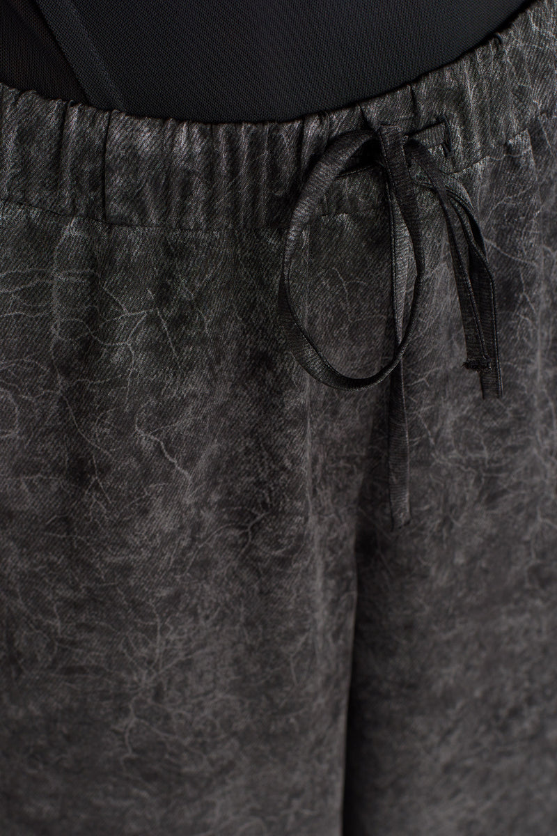 Nu Washed Effect Wide-Leg Trousers Off White/Black